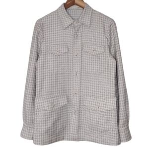 Suitsupply William EB Light Gray Wool Cashmere Houndstooth Shirt Jacket Sz 32R